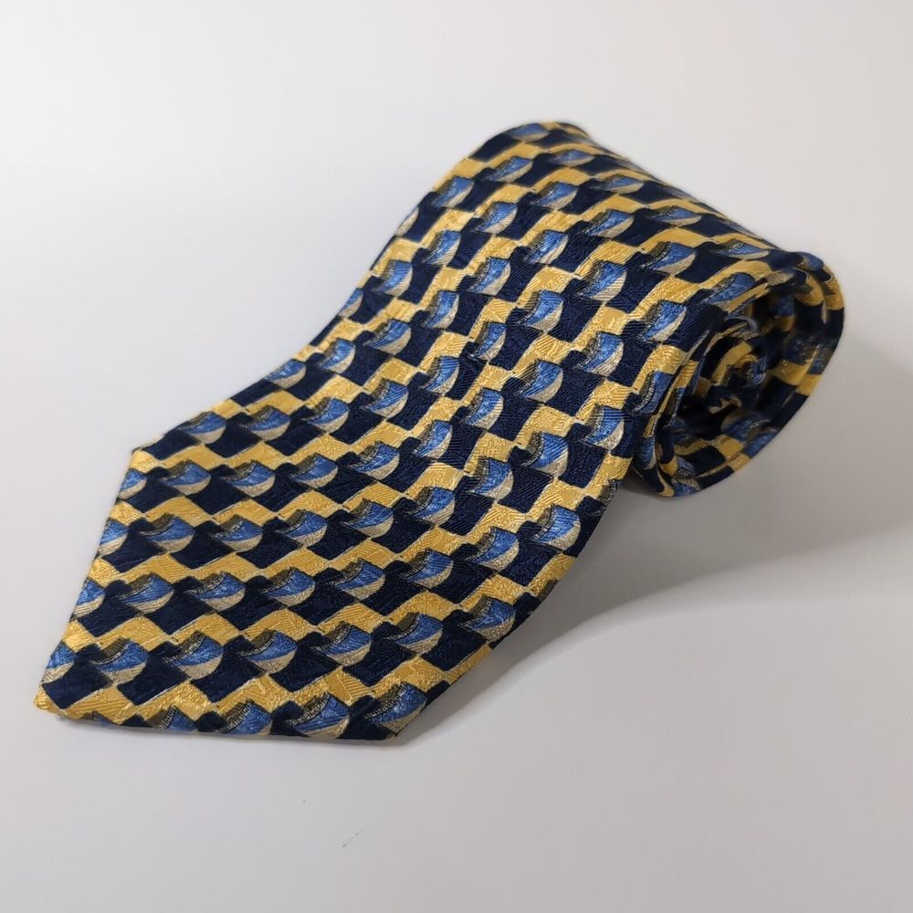 Ermengildo Zegna Exclusive Design‎ Silk Tie 58" Long 3.5" Abstract Mosaic